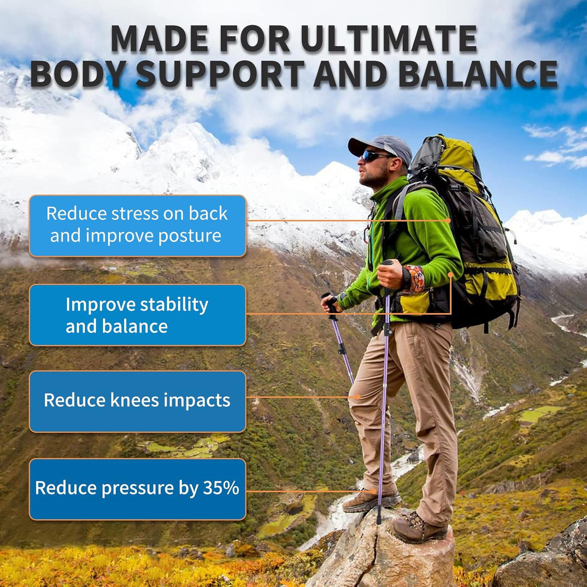 AISUNOURDOOR Lightweight Adjustable Trekking Poles, Aluminum Collapsible Travel Hiking or Walking Sticks for Women Children, with One Disposable Raincoat