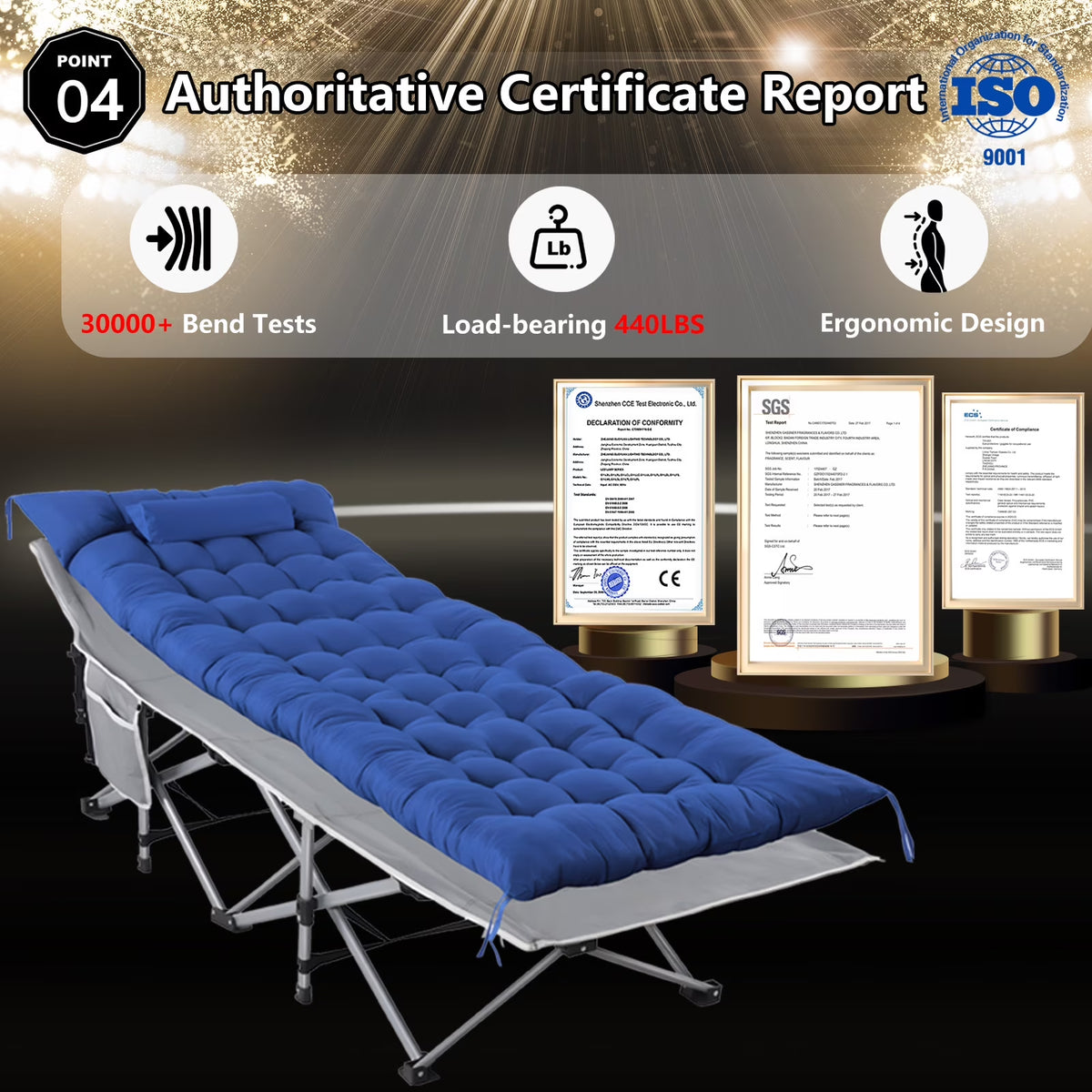 Folding Bed Cot with Pillow, 2 Sided Mattress, 75"* 28" Folding Sleeping Cot Guest Bed, Folding Camping Cots with Carry Bag