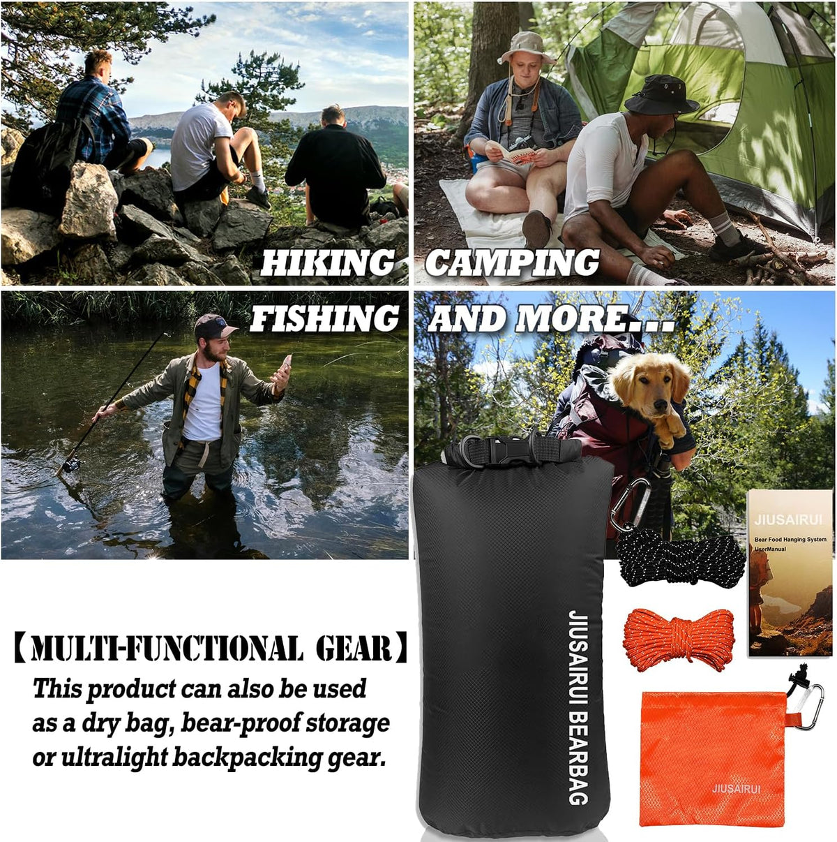 7.8Oz Ultralight Bear Bag Hanging Kit: 30D Waterproof Bear Proof Food Storage for Backpacking and Camping Alternative to Bear Canister