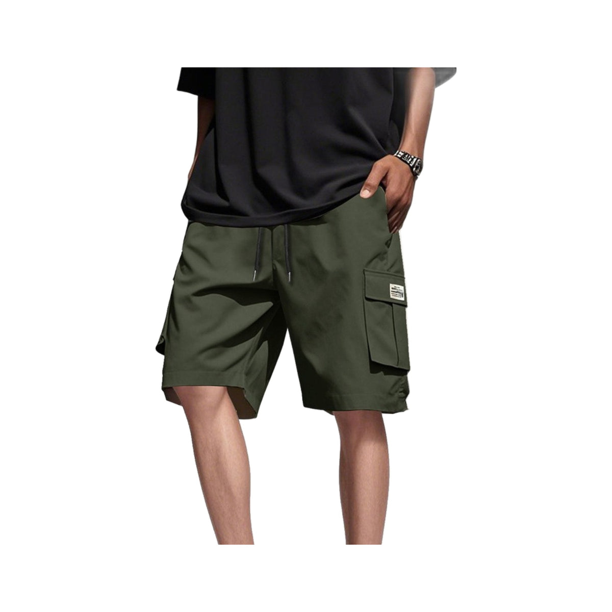 Drawstring Cargo Trail Shorts, alternate view, photographed on a white background