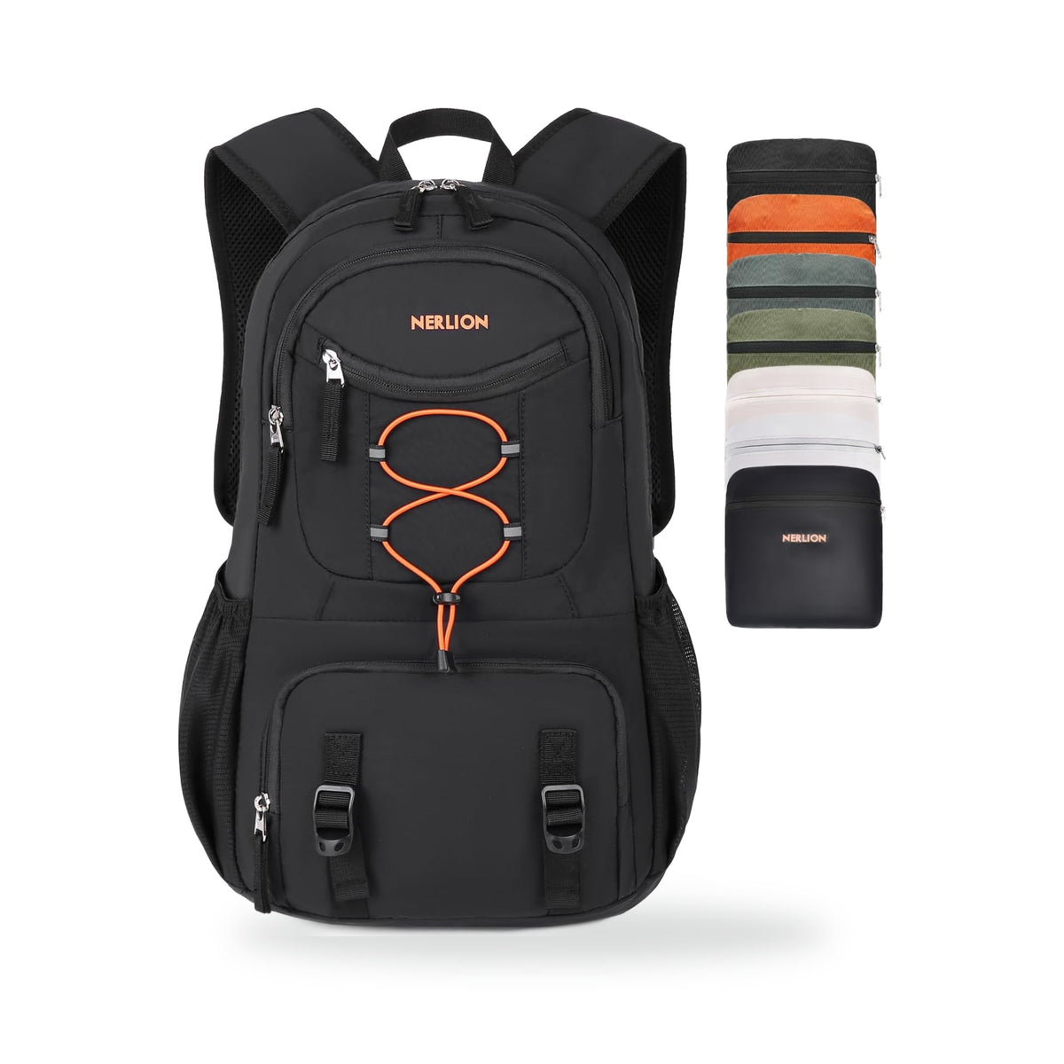 35L Trail Daypack — Black/Orange, photographed on a white background