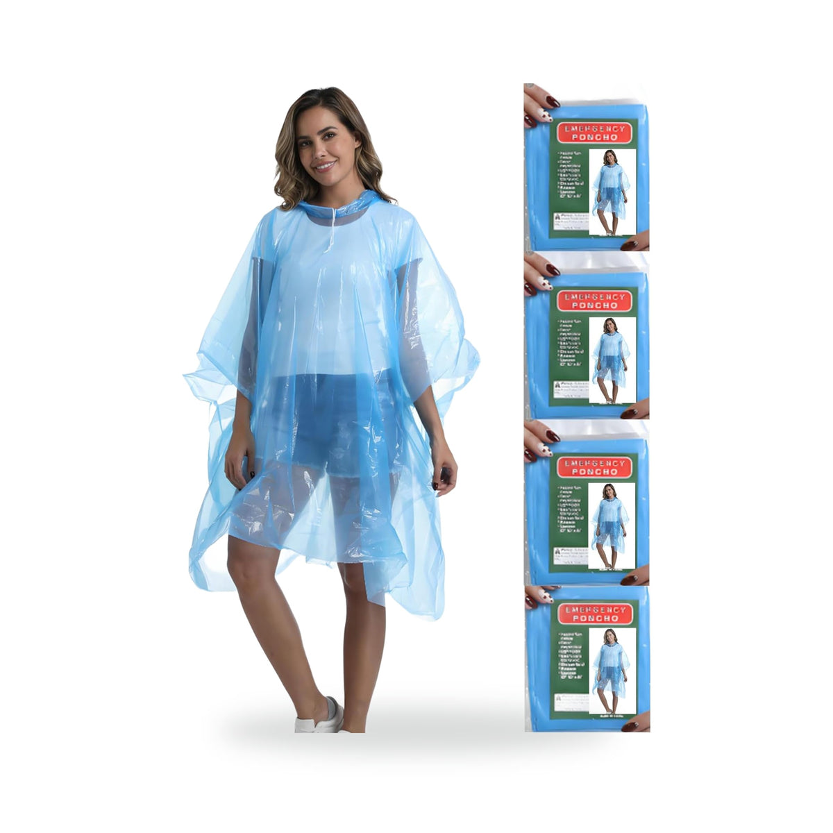 Emergency Rain Ponchos — Multipack, photographed on a white background