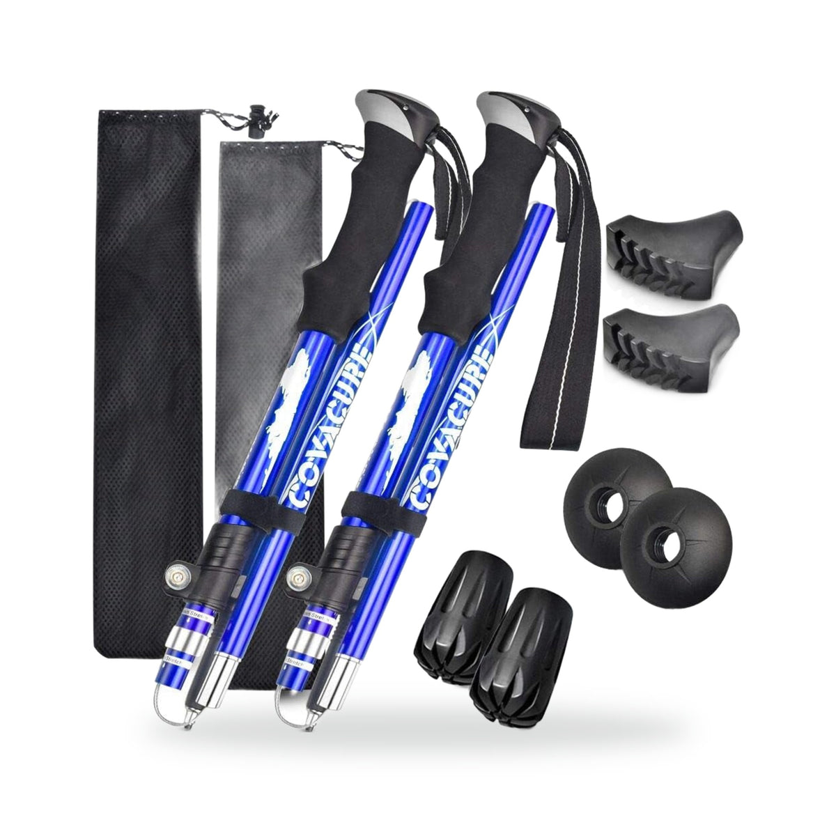 Adjustable 7075 Aluminium Trekking Poles — Pair, photographed on a white background