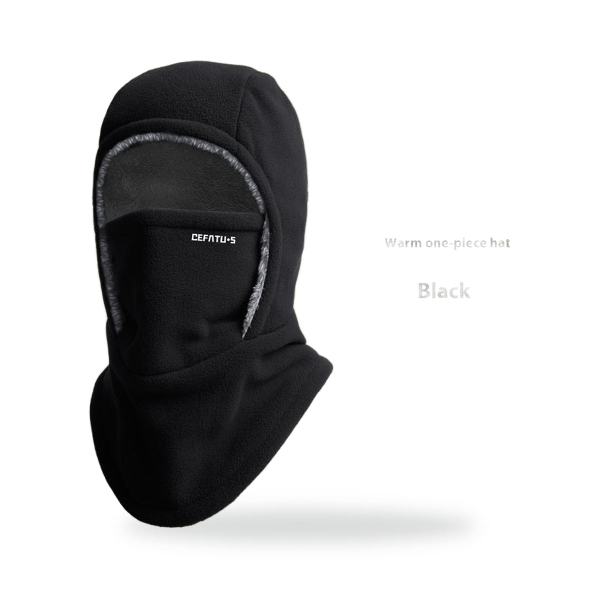 Fleece Trail Hood — Black, photographed on a white background