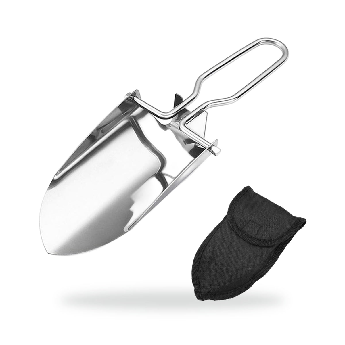 Stainless Steel Mini Camp Trowel, photographed on a white background