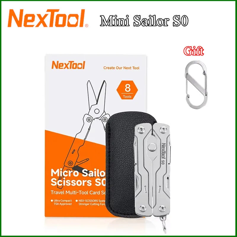 8 in 1 Mini Sailor Scissors S0 Micro Keychain Multitool Screwdriver Portable Pocket Folding EDC Tool for Travel
