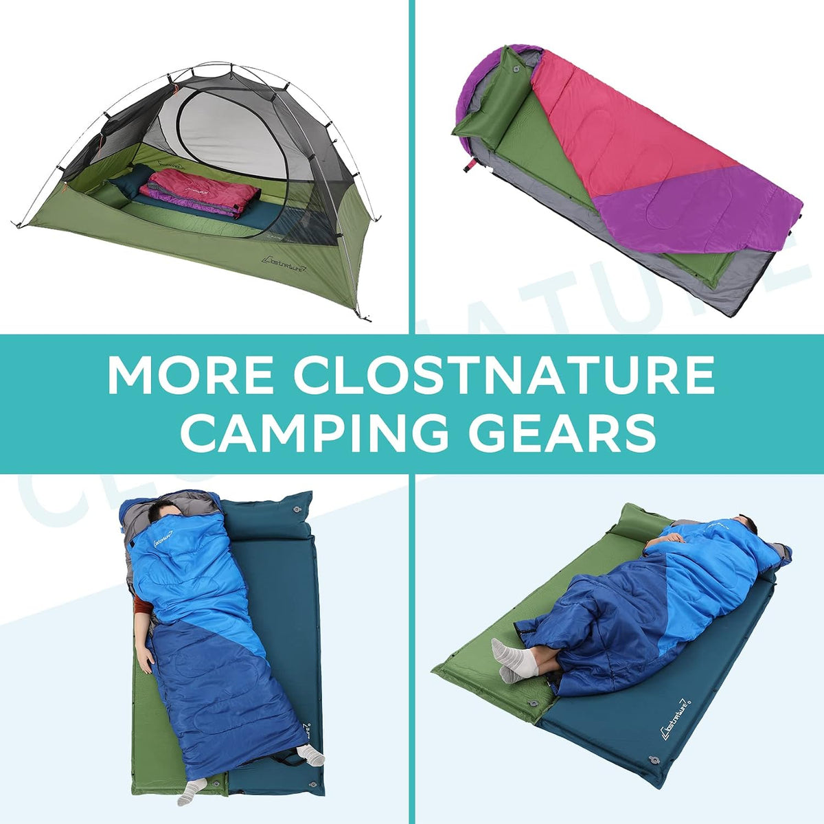 1.5In Lightweight Self Inflating Sleeping Pad for Camping | 210T Polyester, 4 R-Value, Memory Foam Mattress Pad, Pillow, Comfort, Insulated, Waterproof, Sleeping Mat for Backpacking