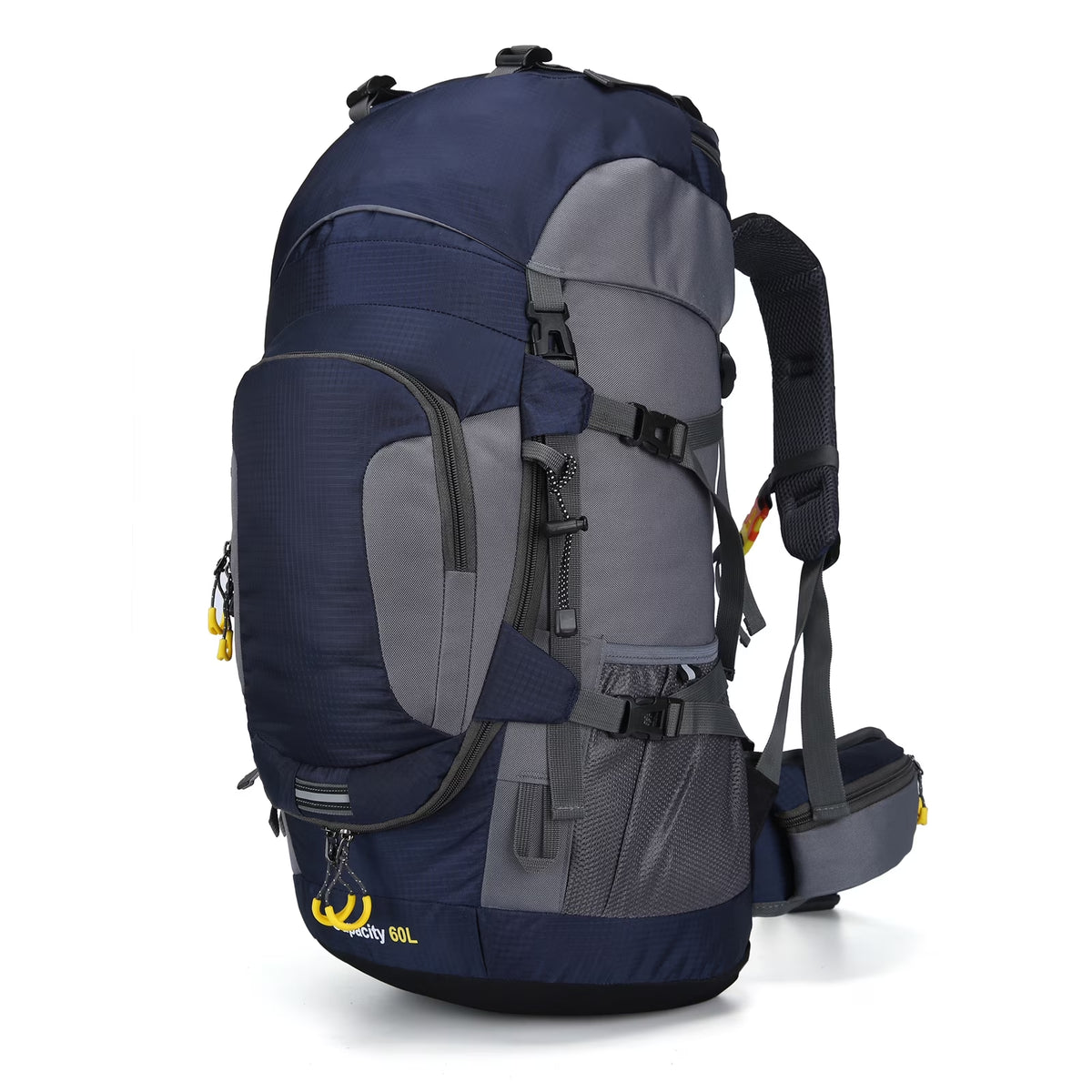 60L Hiking Backpack, Water Resistant Travel Backpack with Rain Cover, Lightweight Outdoor Camping Backpack for Men Women, Navy