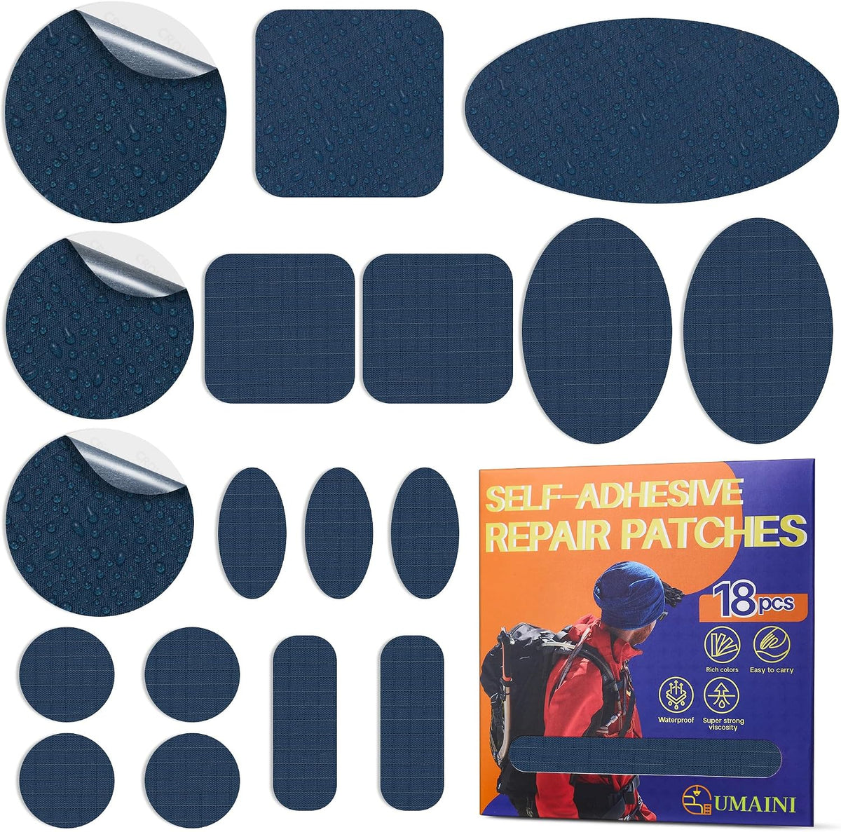 Waterproof Outdoor-Gear Repair Patches — 18 Pack