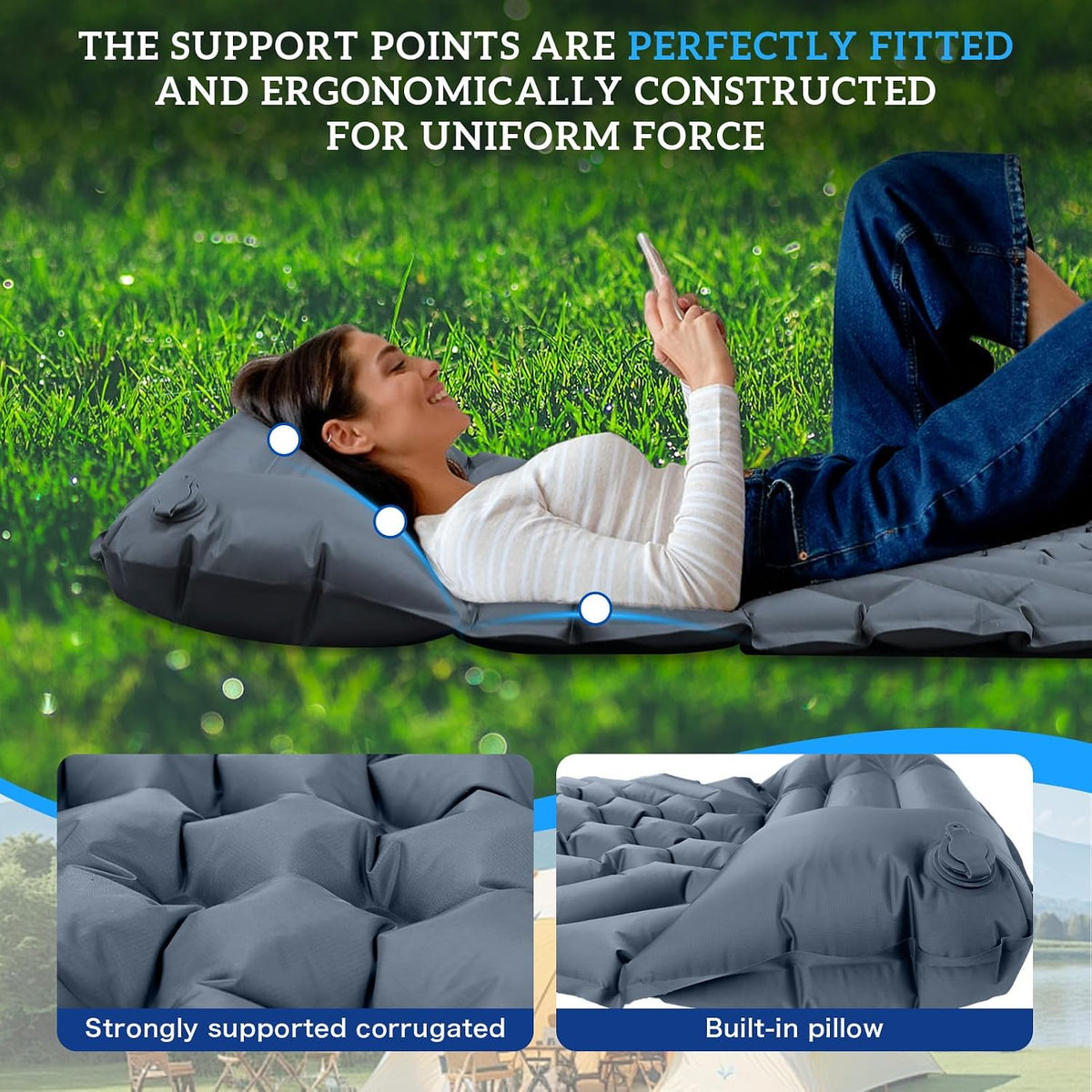 Inflatable Camping Sleeping Pad(Gray)
