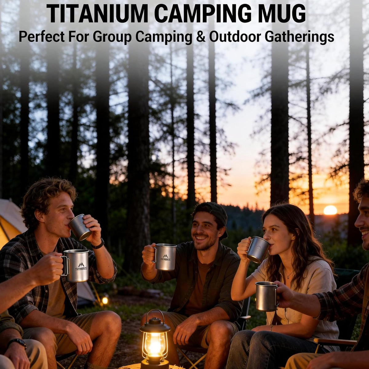 Titanium Cup 450Ml (15Oz) Ultralight Camping Mug with Foldable Handle & Lid, Pure Titanium Cookware for Outdoor Hiking, Backpacking, Picnic, and Campfire