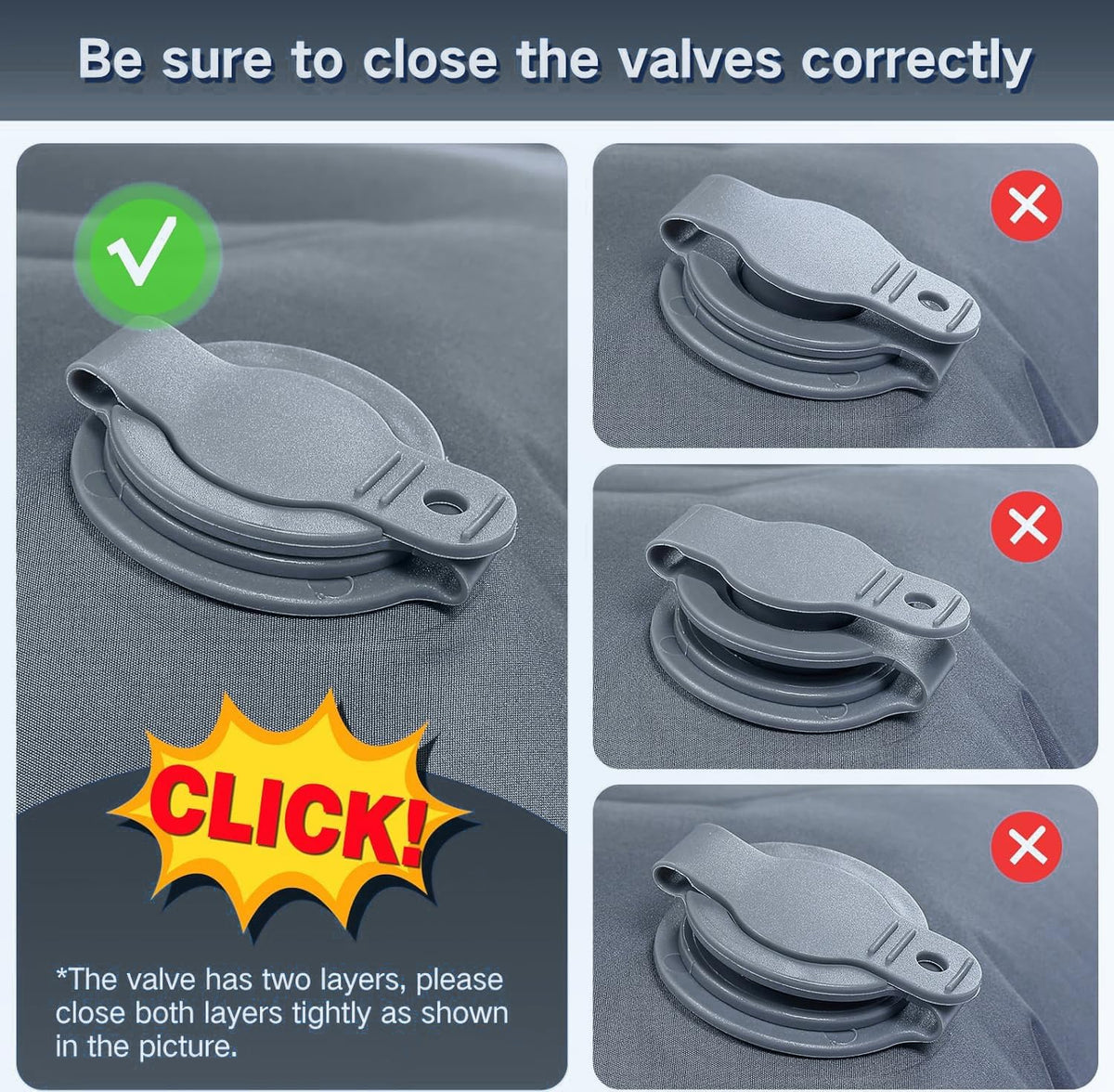 Double Sleeping Pad Camping with Pillow & Built-In Foot Pump