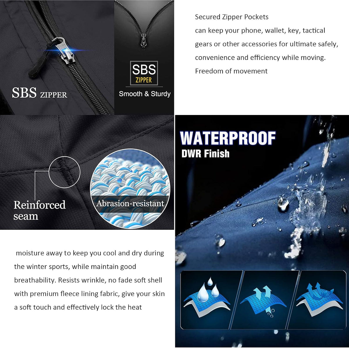 Men'S Hiking Snow Pants Skiing Winter Insulated Fleece Lined Outdoor Water Repellent Camping,Walking,Fishing