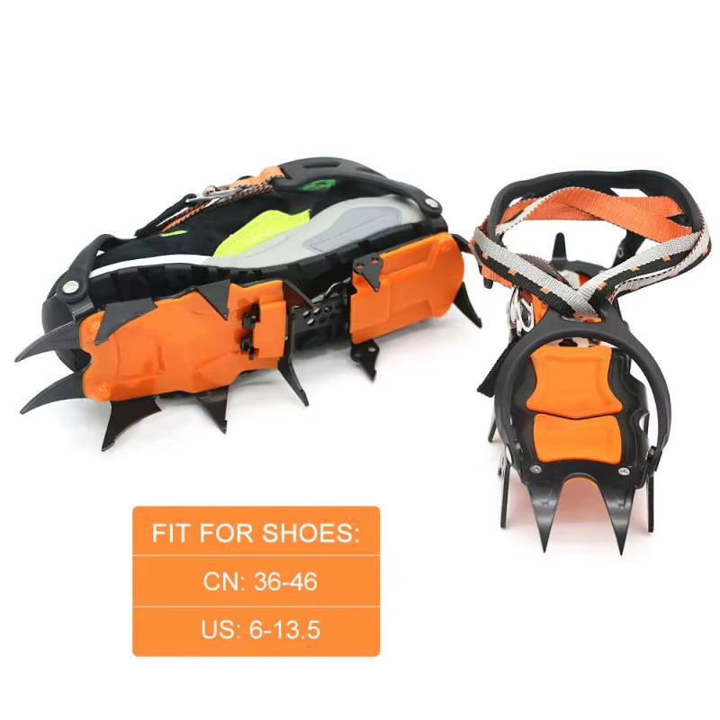 Emergency 12 Tooth Ice Snow Crampons Anti- Climbing Gripper Shoe Covers Spike Cleats Rubber Snow Skid Sport