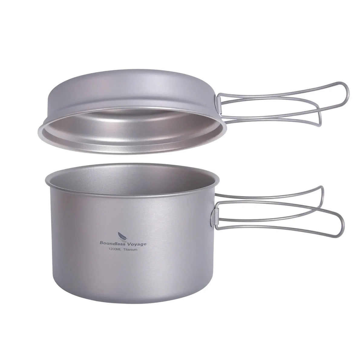Titanium Pot Pan Set with Folding Handles Camping Cookware Hiking