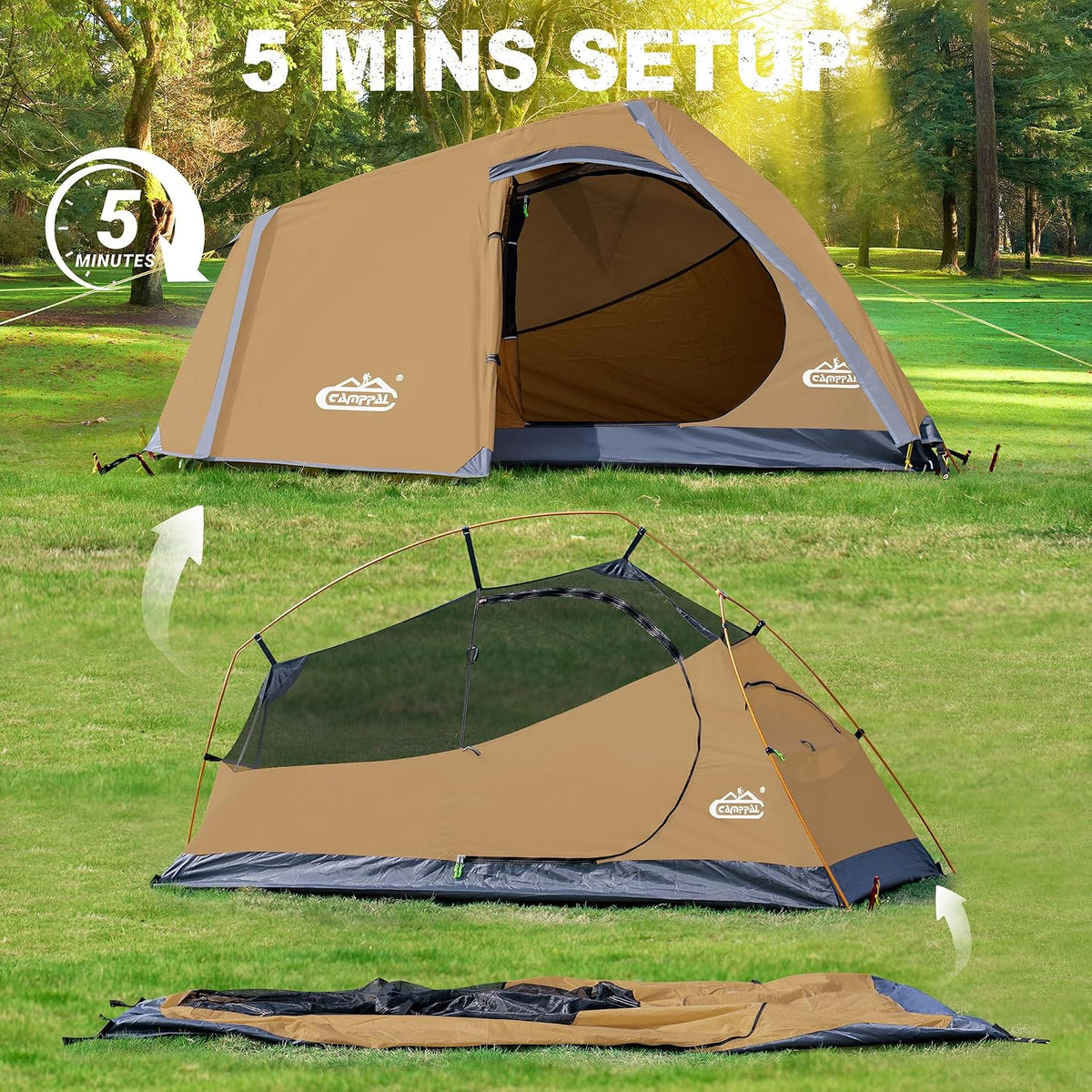 1 Person Backpacking Tent Waterproof Windproof Single Person Tent Lighweight Compact One Person Tent for Camping, Hiking