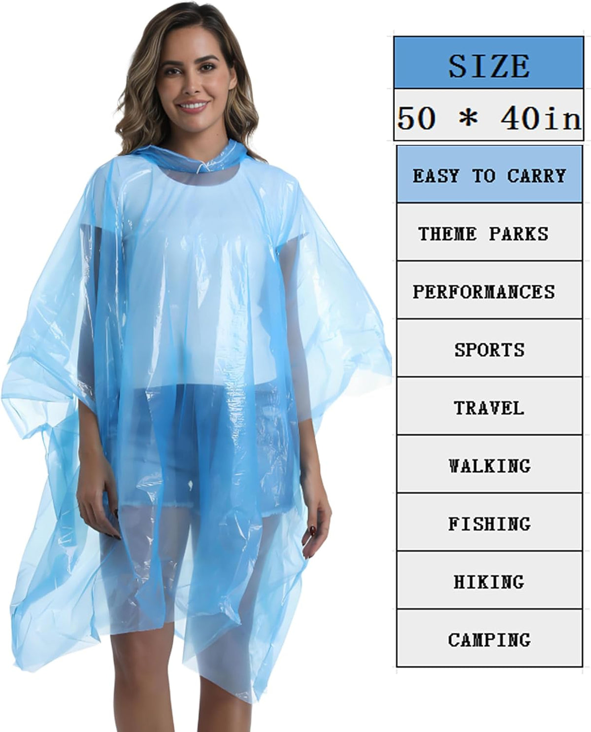 4/6/12 Pack Disposable Rain Ponchos for Adults - Emergency Rain Poncho for Camping Hiking Travelling
