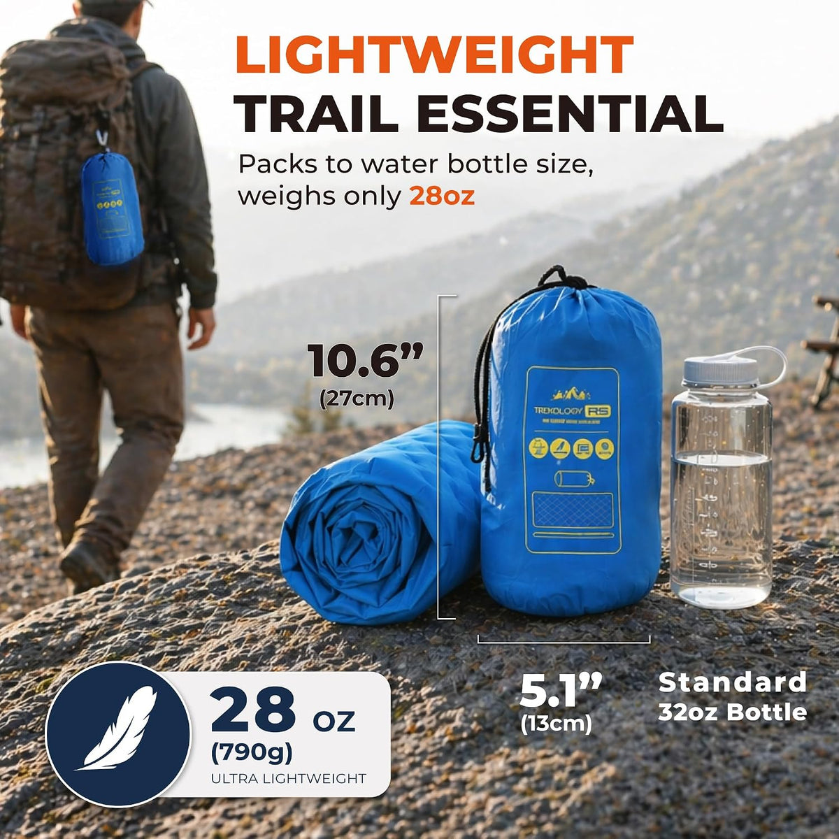 Insulated Sleeping Pad Backpacking Ultralight - Sgs-Certified 5.5 High R Value Mat, 4" Thick 75X25” Wide Rectangular Mattress for Camping, 150Kg Capacity, 28Oz, ALUFT R5