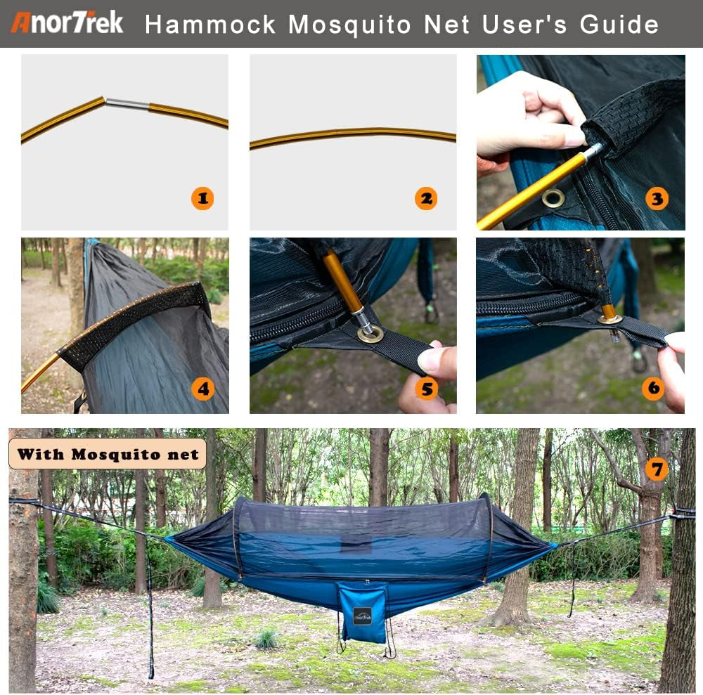Camping Hammock with Mosquito Net and Rain Fly Tarp, Portable Double Hammock with Two Tree Straps, 230T Nylon Hammock and Waterproof Rain Fly Set for Hiking, Backpacking, Overnight (Green)