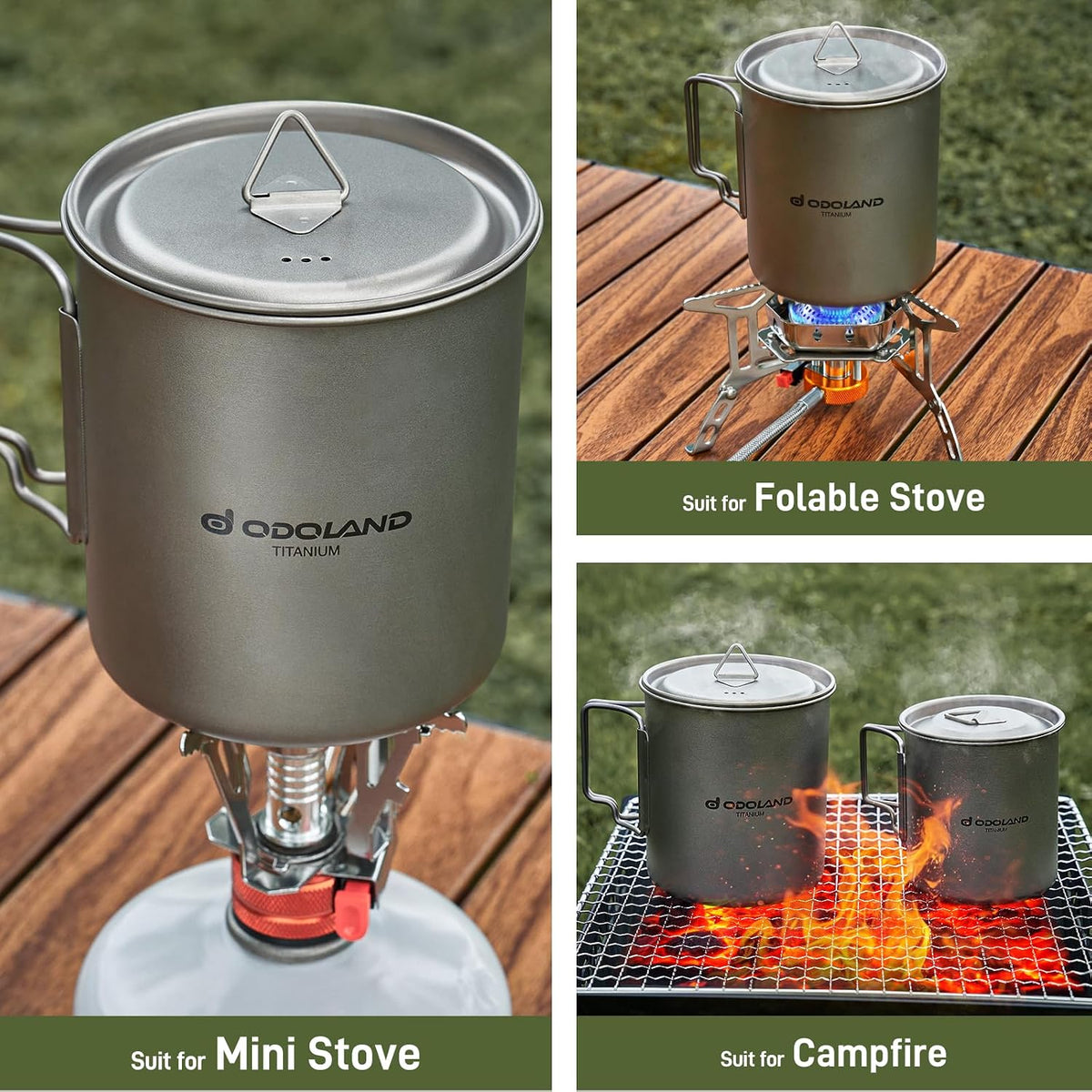 Titanium Camping Cookware 420ML Titanium Pot with Lid and Spork Lightweight Camping Pot for Backpacking Hiking Traveling and Picnic