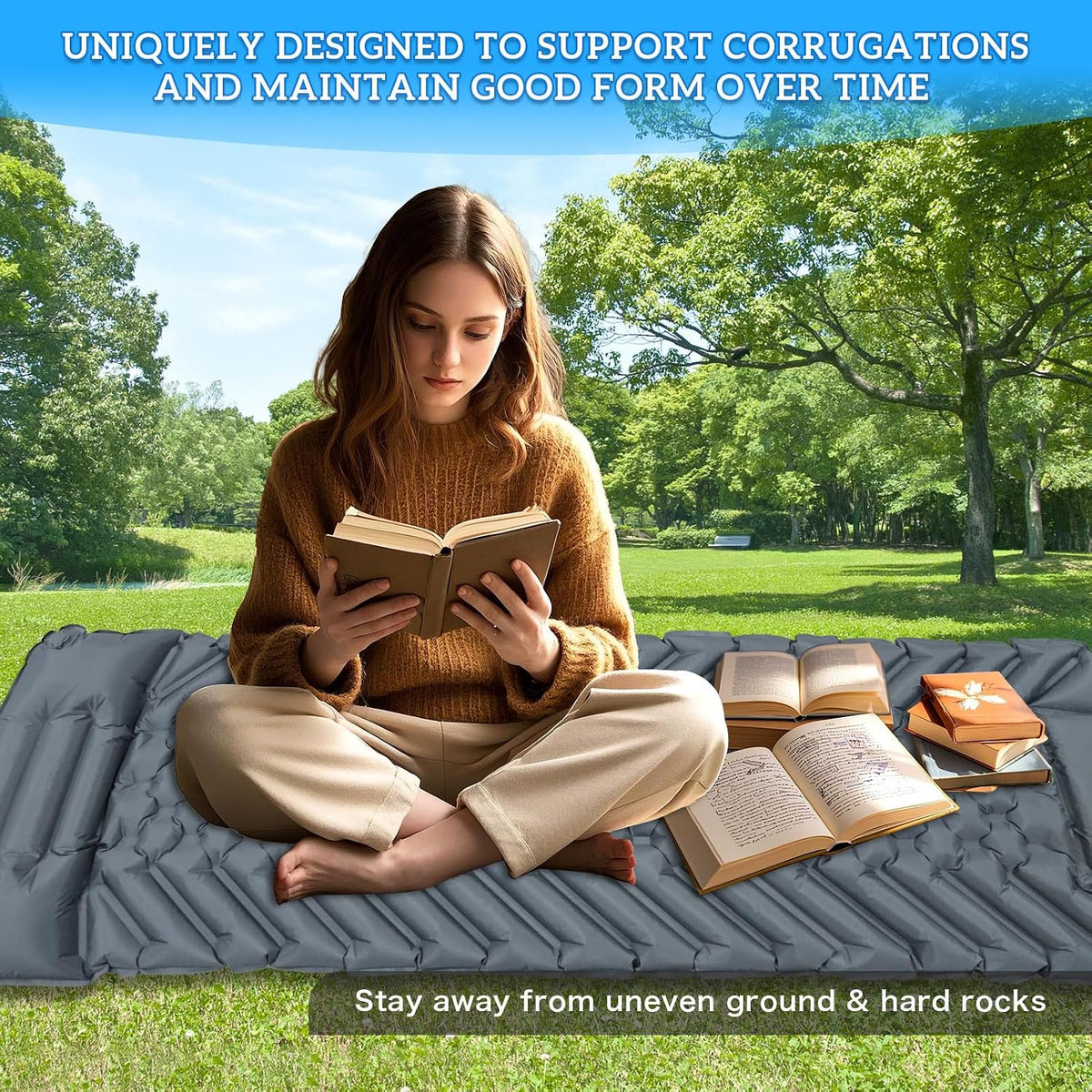 Inflatable Camping Sleeping Pad(Gray)