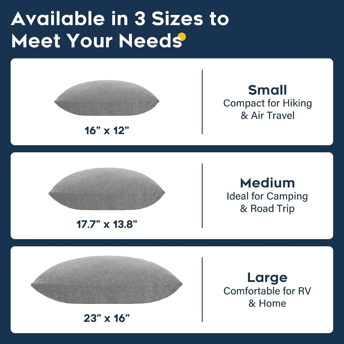 Camping Pillow Set with Travel Pillow, Eye Mask, Earplugs Large | Compact Travel Pillow Set, Neck Pillow, Camping Backpacking Fights Car Trips, Washable Cover, Adjustable Shredded Memory Foam