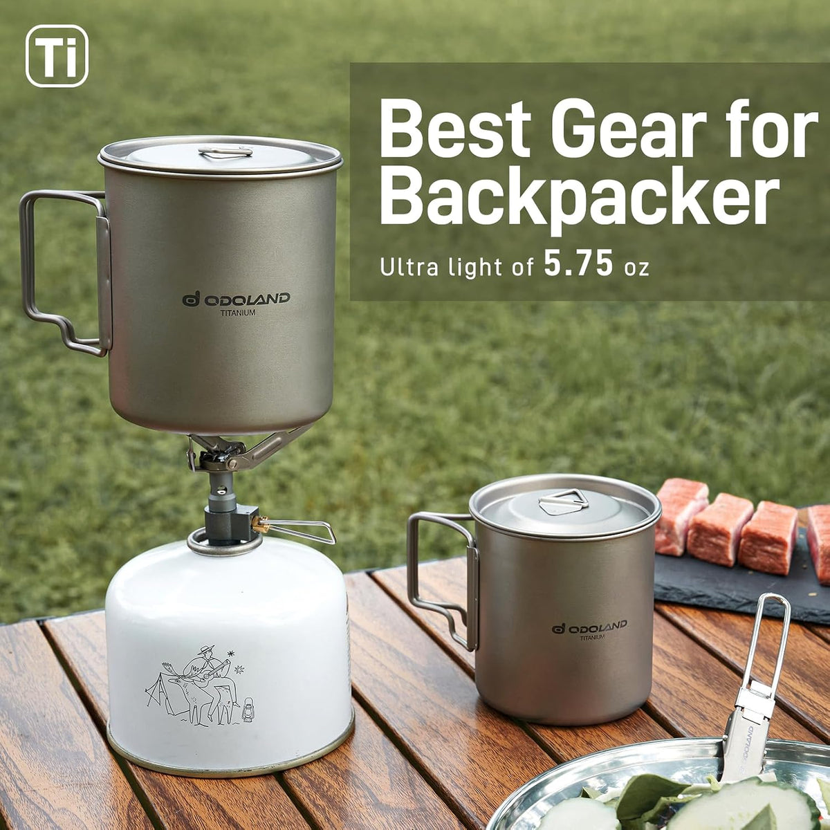 Titanium Camping Cookware 420ML Titanium Pot with Lid and Spork Lightweight Camping Pot for Backpacking Hiking Traveling and Picnic