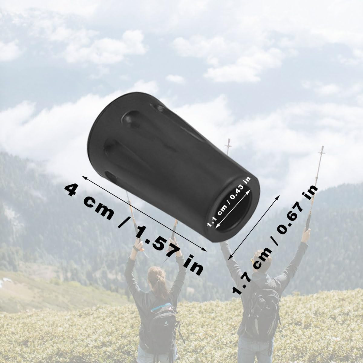 8 Pcs Trekking Pole Tips Replacement, 11Mm Hiking Pole Tips | Rubber Trekking Pole Tips Fits Most Standard Hiking Poles, Non-Slip Outdoor Accessories(Black)