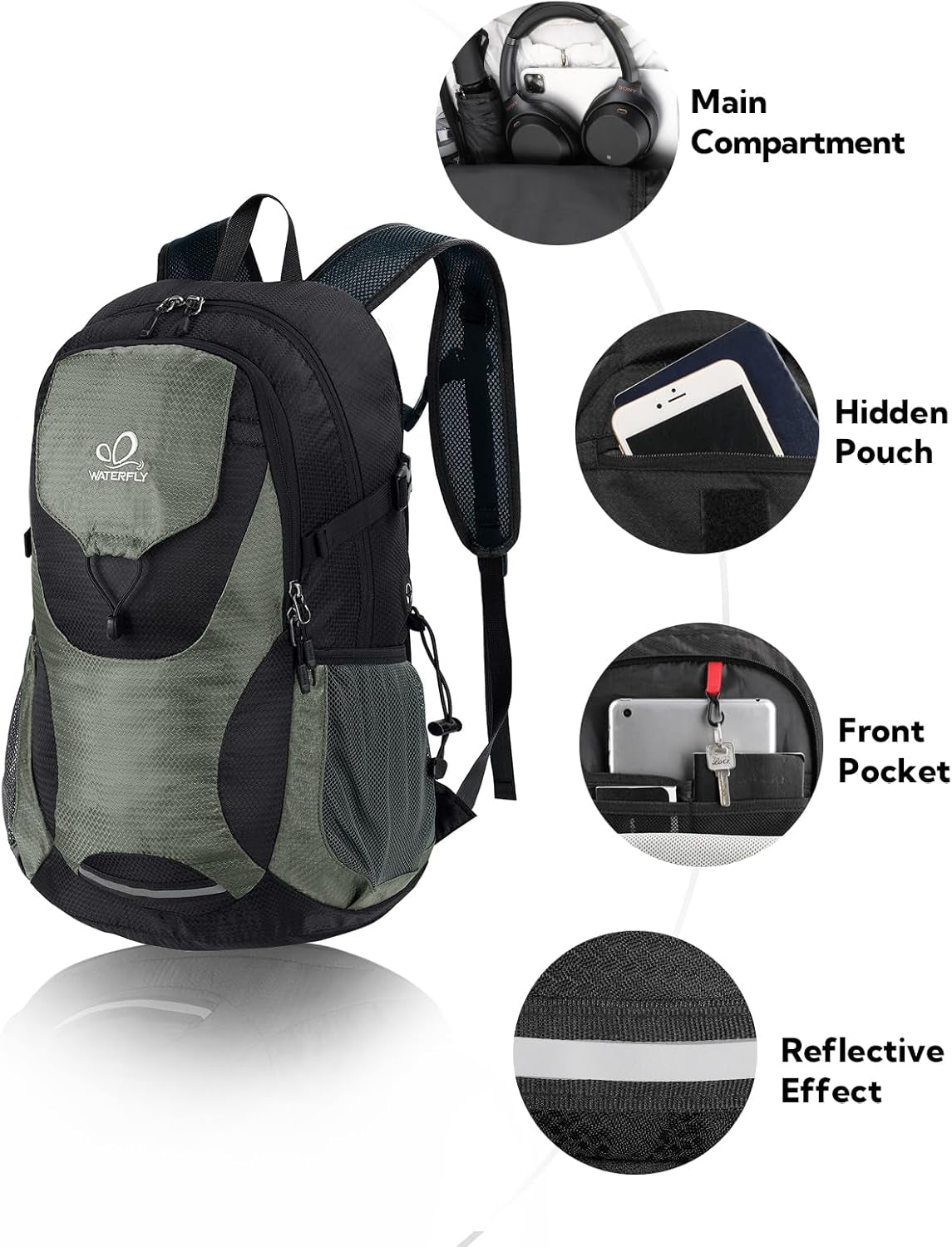 Lightweight Packable Hiking Backpack, 30L Day Pack