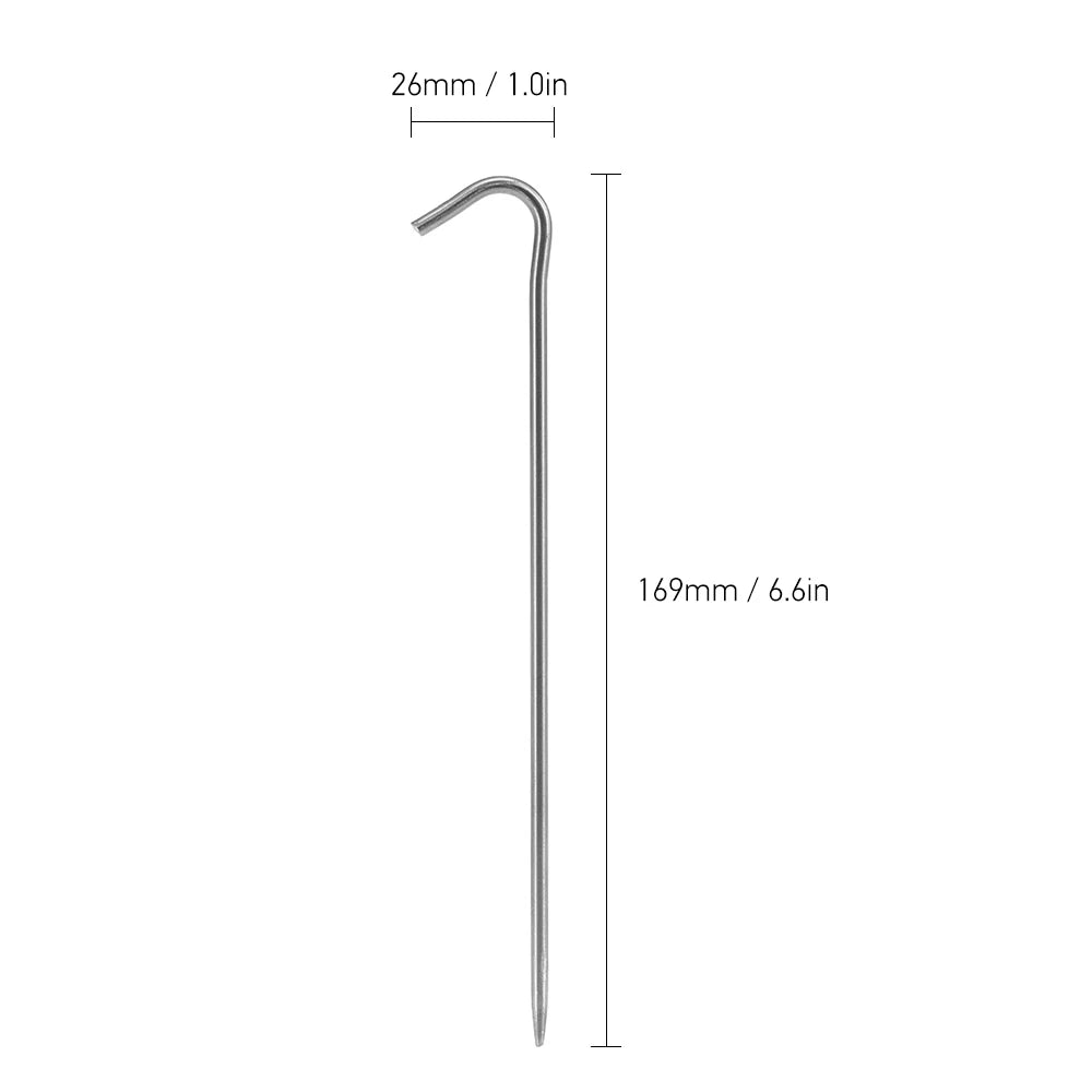 6Pcs/10Pcs Titanium Tent Pegs Titanium Tent Nails with Bend Hook Outdoor Camping Tent Stakes for Camping Supplies
