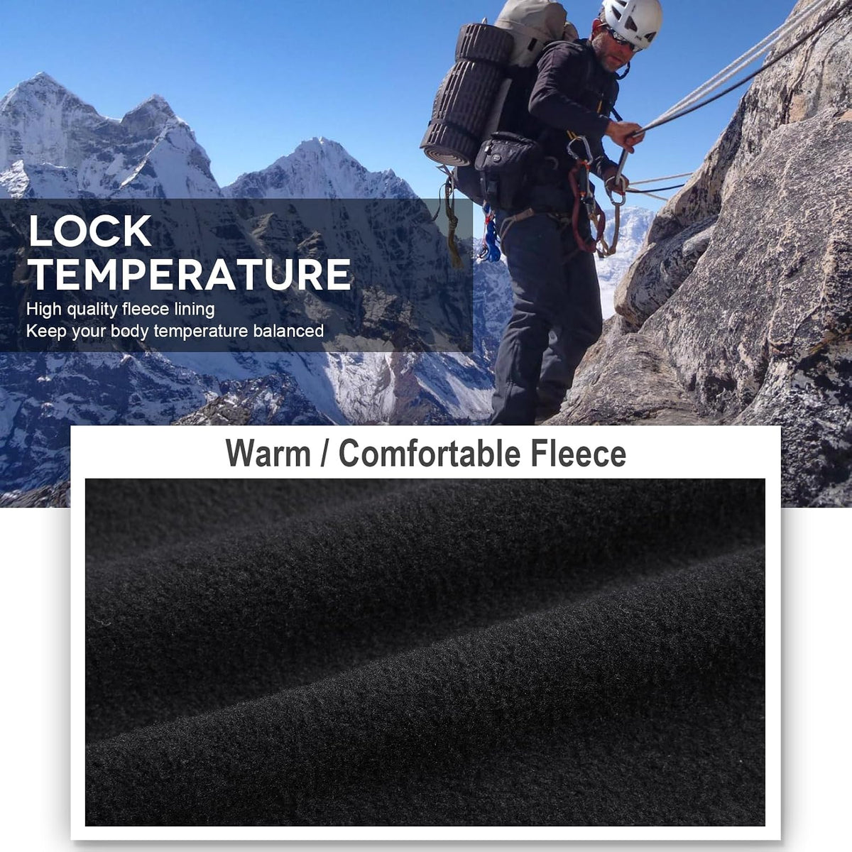 Men'S Hiking Snow Pants Skiing Winter Insulated Fleece Lined Outdoor Water Repellent Camping,Walking,Fishing