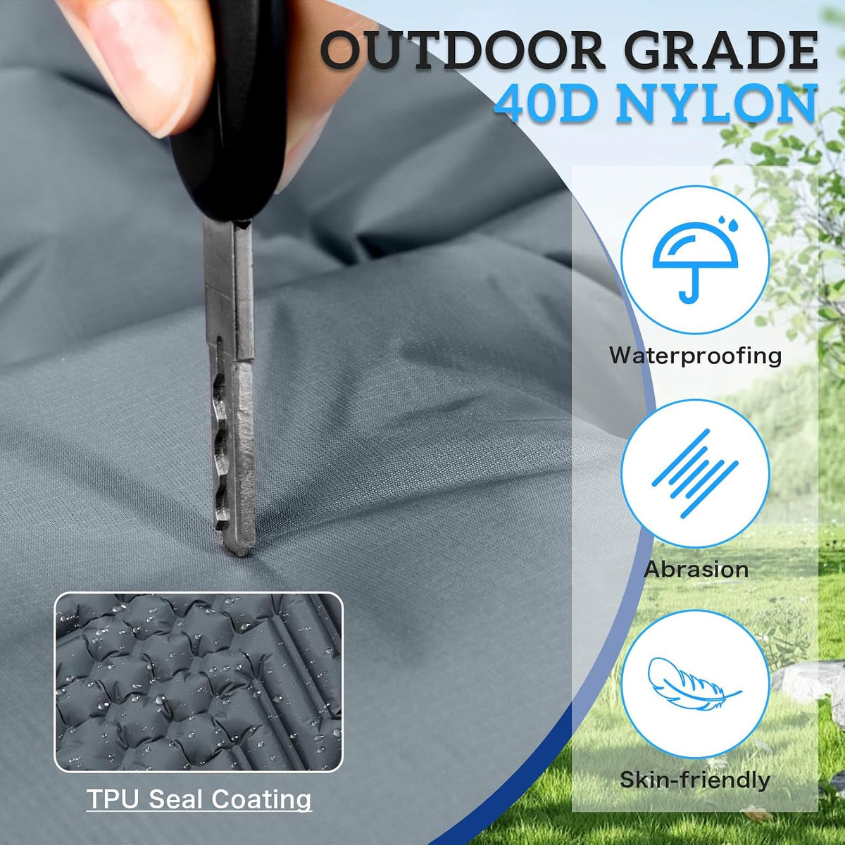 Inflatable Camping Sleeping Pad(Gray)