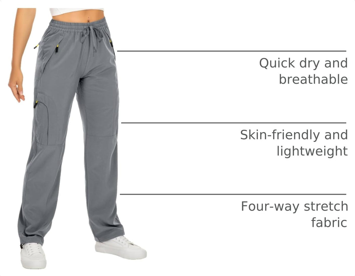 Women‘S Hiking Cargo Pants UPF 50 Quick Dry with Zipper Pockets | Lightweight, Travel, Golf, Safari,Sun Protection,Water Resistant