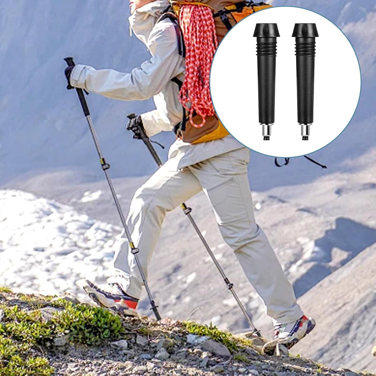 5 Pack Trekking Pole Carbide Tips Universal Hiking Rod End Tip Replacement Walking Sticks Tip Protectors Carbide Poles Tips for Outdoor Climbing Snow Mud