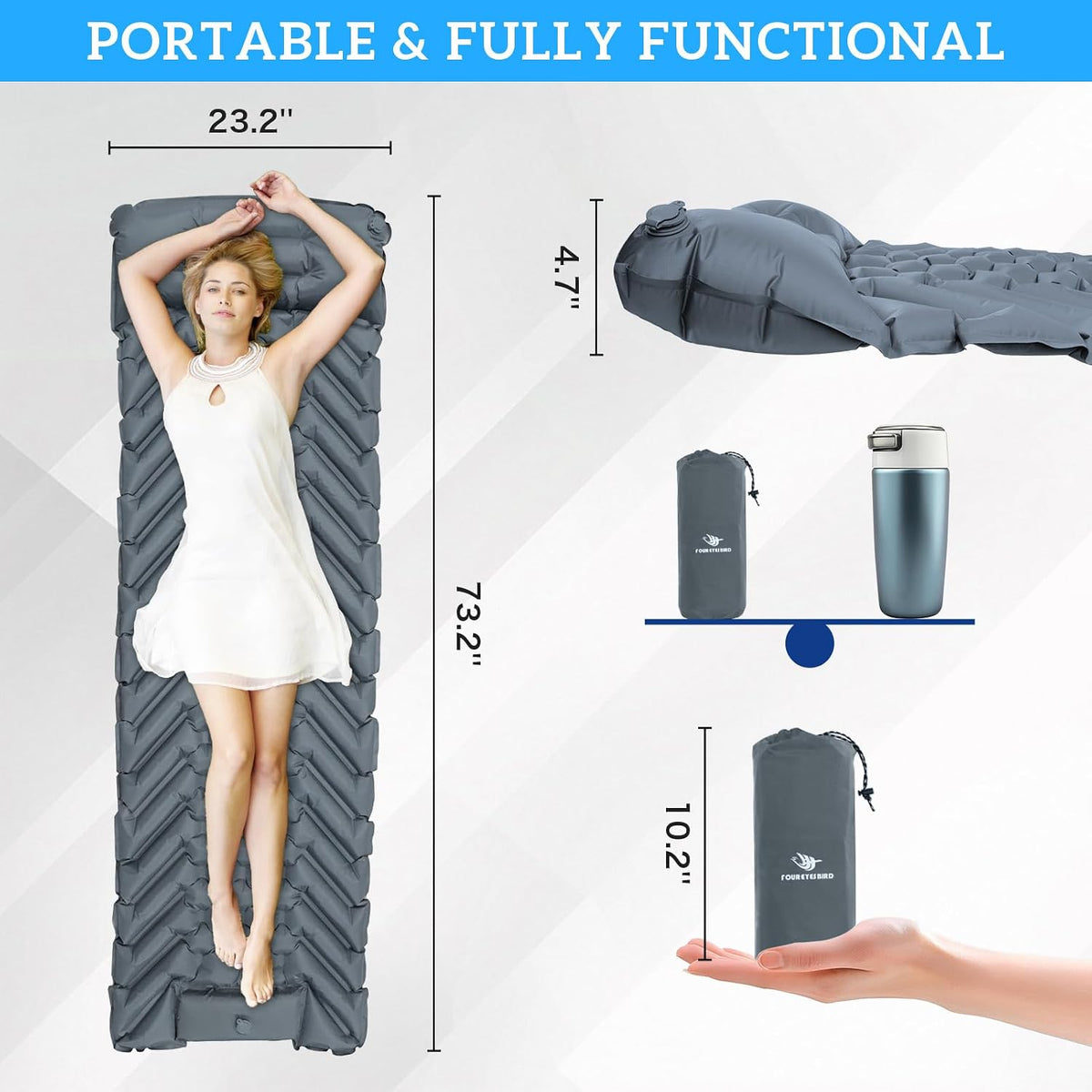 Inflatable Camping Sleeping Pad(Gray)