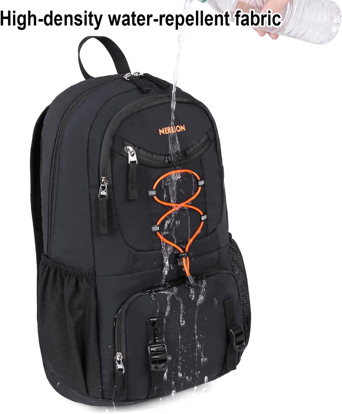 Nerlion 35L Hiking Backpack Travel Backpack for Men Women Camping Waterproof Outdoor Hiking Daypack Lightweight Backpack Black Orange