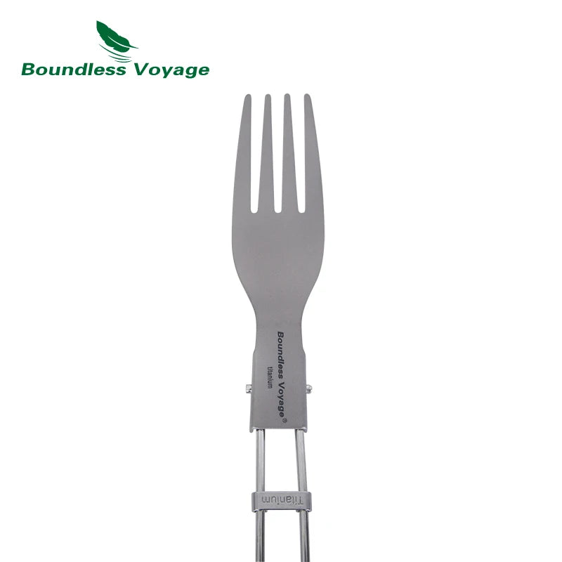 Titanium Folding Spoon Spork Fork Set Outdoor Camping Tableware Flatware Cutlery Set