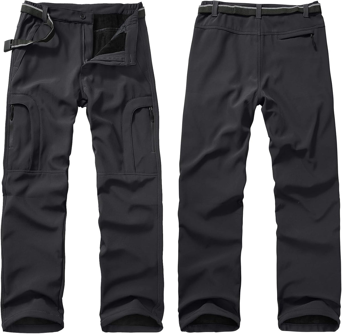 Men'S Hiking Snow Pants Skiing Winter Insulated Fleece Lined Outdoor Water Repellent Camping,Walking,Fishing