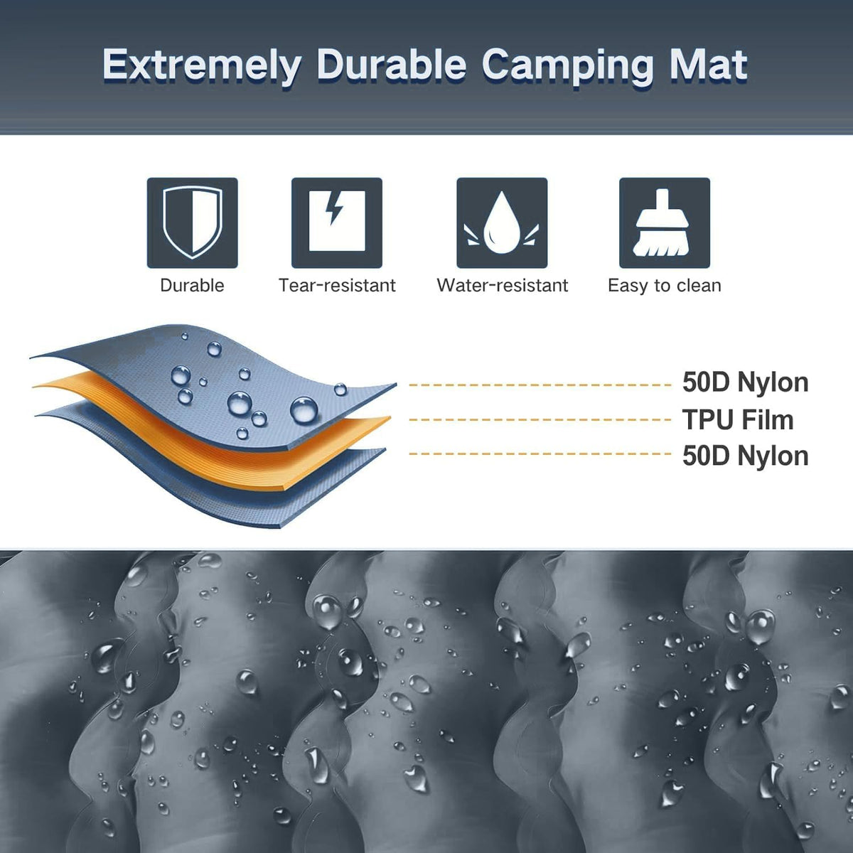 Double Sleeping Pad Camping with Pillow & Built-In Foot Pump