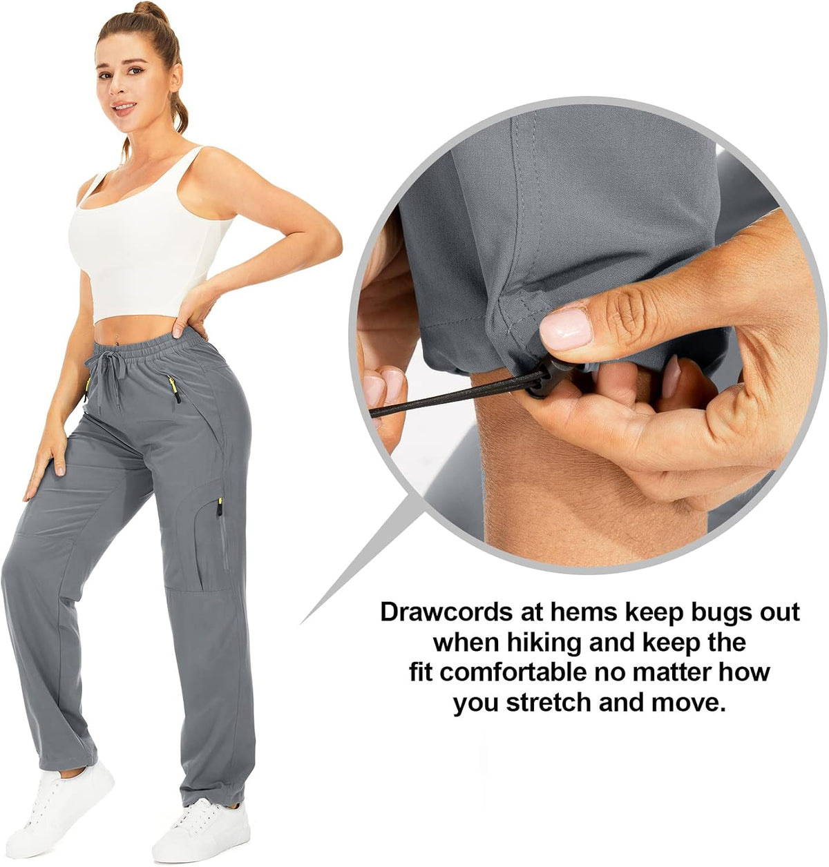 Women‘S Hiking Cargo Pants UPF 50 Quick Dry with Zipper Pockets | Lightweight, Travel, Golf, Safari,Sun Protection,Water Resistant