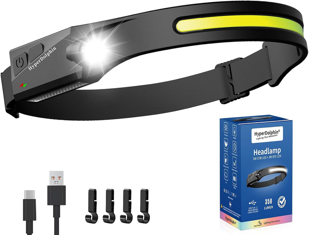 Wide-Beam USB-C Rechargeable Headlamp