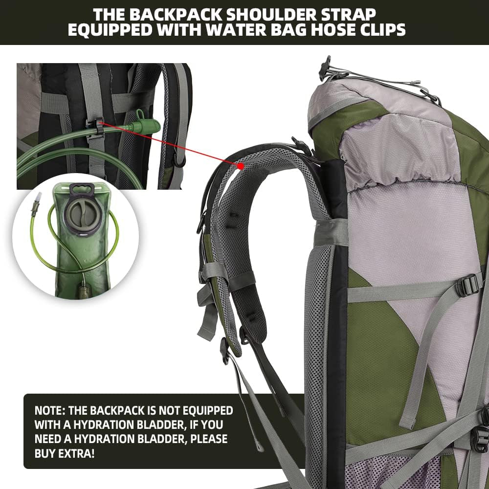 70L Hiking Backpack with Rain Cover Lightweight Waterproof Travel Camping Backpack Large Backpacking Pack