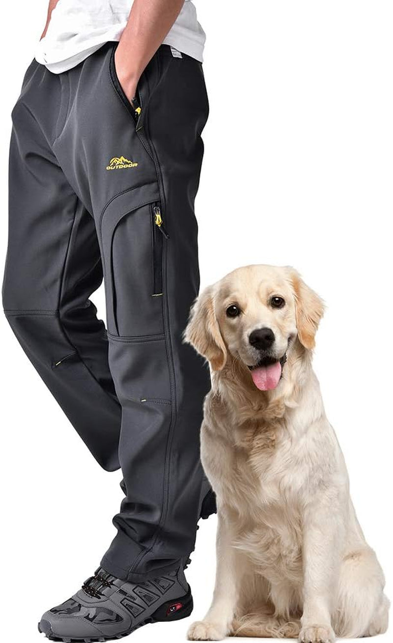 Men'S Hiking Snow Pants Skiing Winter Insulated Fleece Lined Outdoor Water Repellent Camping,Walking,Fishing
