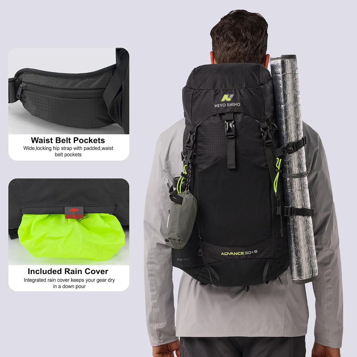 35L Internal Frame Backpack with Rain Cover