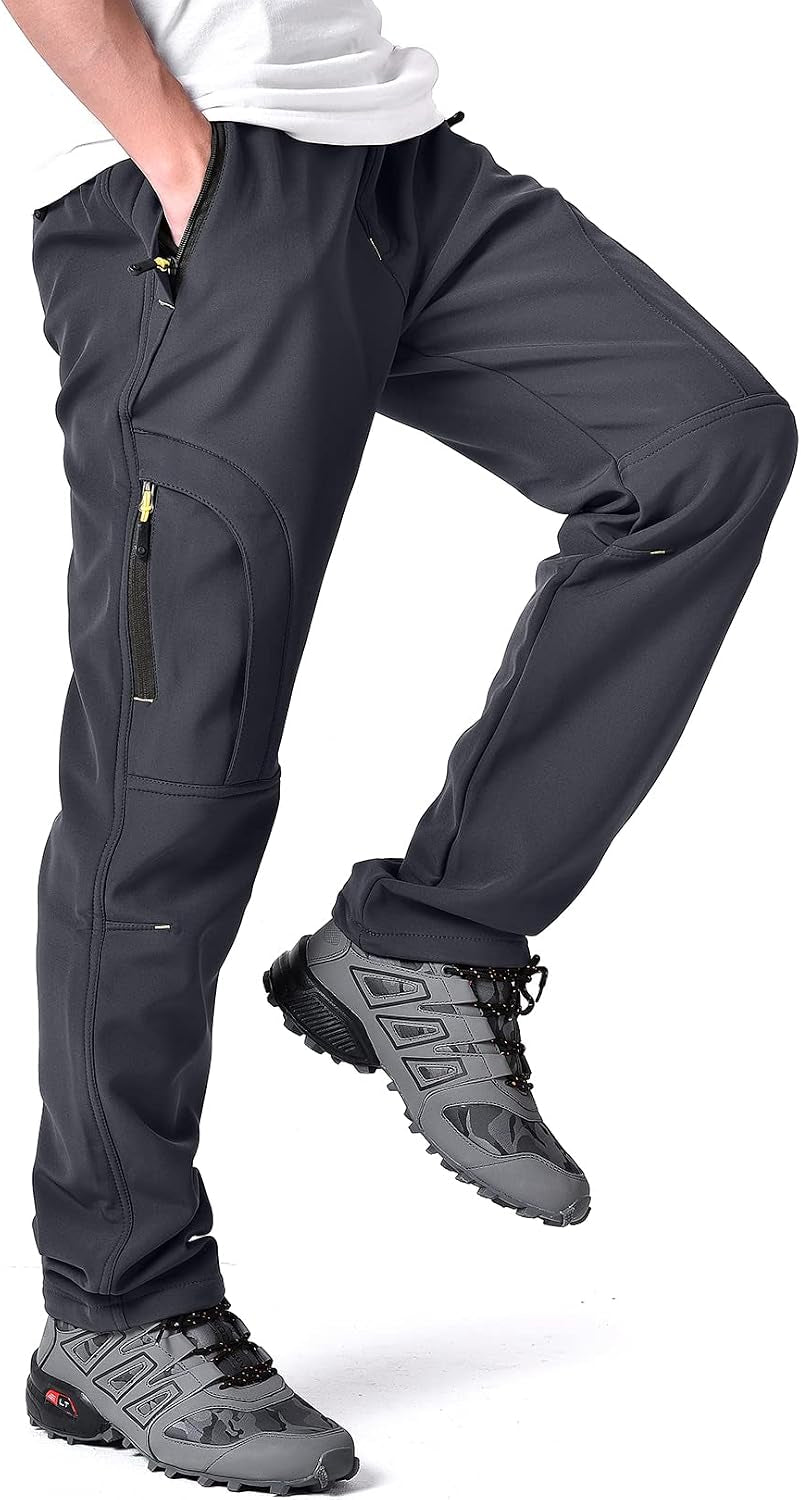 Men'S Hiking Snow Pants Skiing Winter Insulated Fleece Lined Outdoor Water Repellent Camping,Walking,Fishing