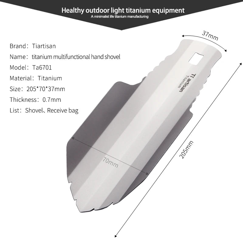 Titanium Corrosion-Resistant Garden Hand Shovel Outdoor Camping Hiking Backpacking Mini Ultralight Portable Trowel