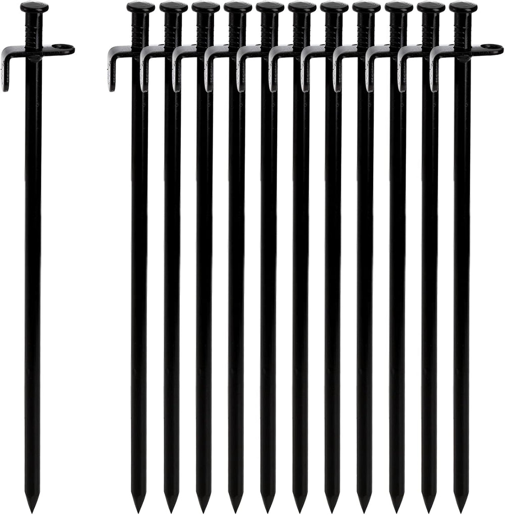 Heavy-Duty Steel Tent Stakes — 12 Pack
