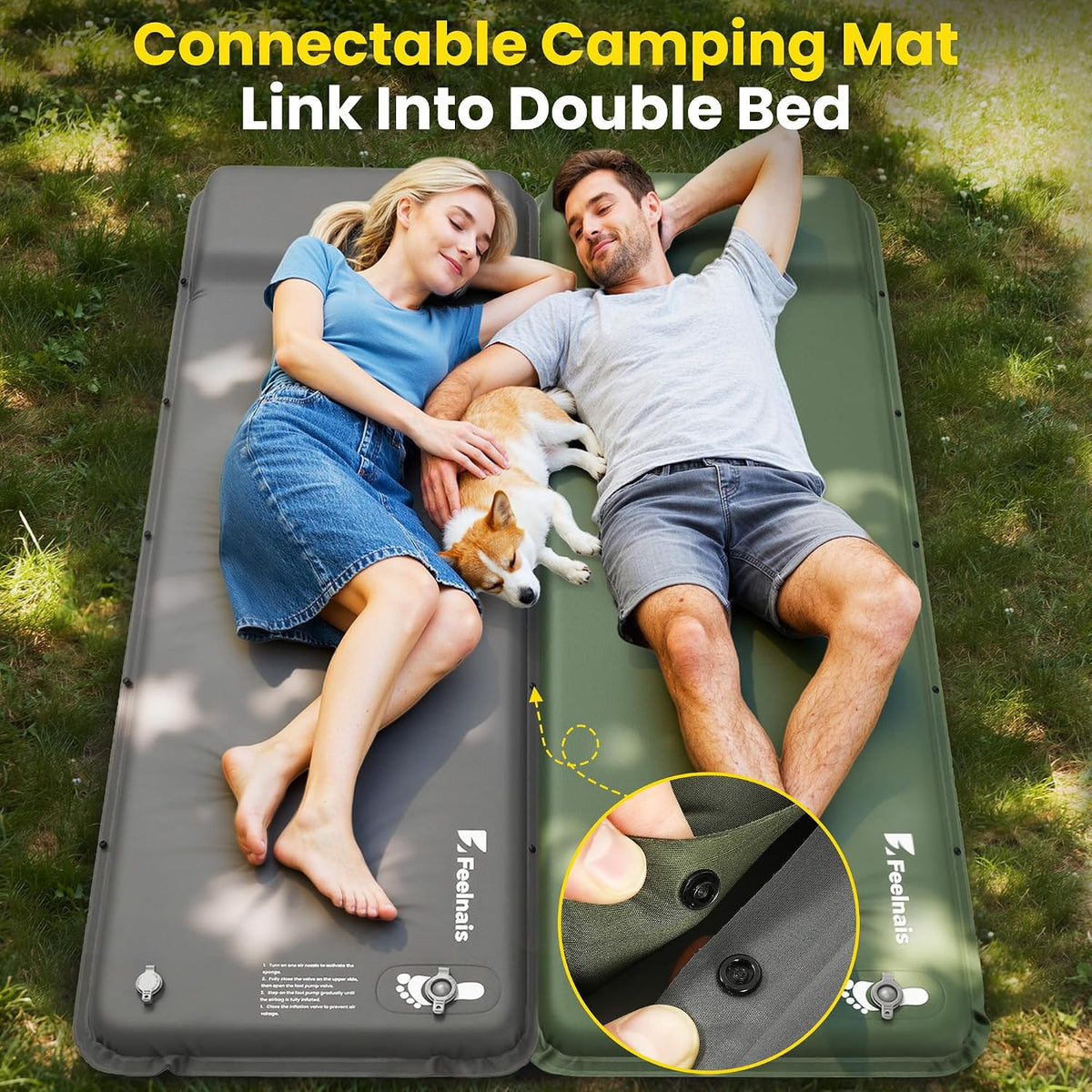 Self Inflating Sleeping Pad with Foot Pump - Green