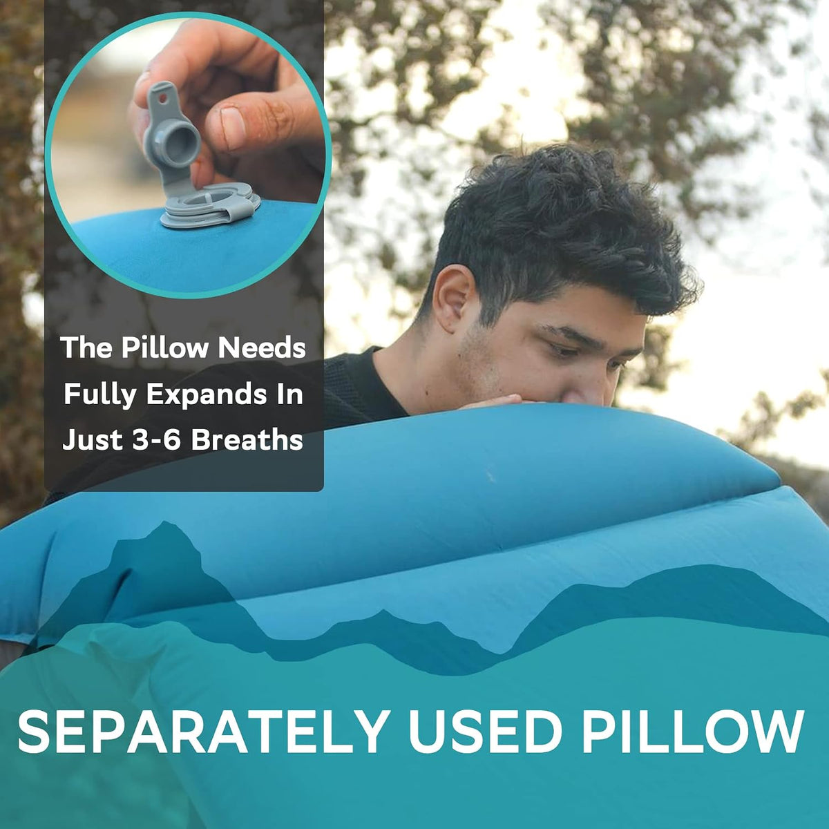 1.5In Lightweight Self Inflating Sleeping Pad for Camping | 210T Polyester, 4 R-Value, Memory Foam Mattress Pad, Pillow, Comfort, Insulated, Waterproof, Sleeping Mat for Backpacking