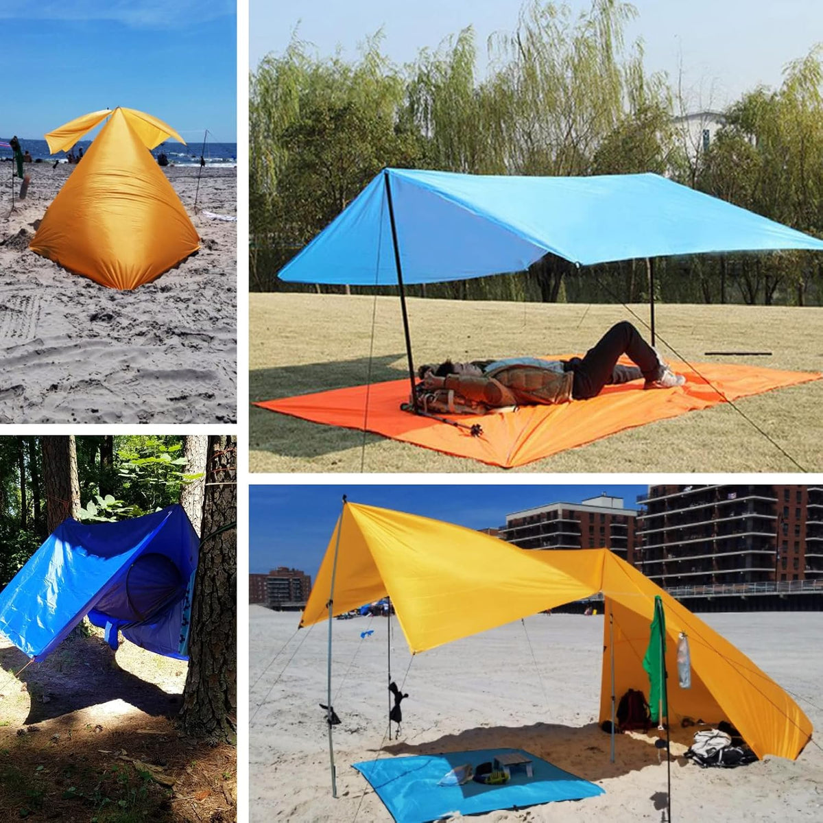 Hammock Rain Fly Waterproof Tarp Camping Tent Footprint Ground Cloth Backpacking Tarp Camp Shelter Sunshade Mat for Outdoor Hiking Beach Picnic